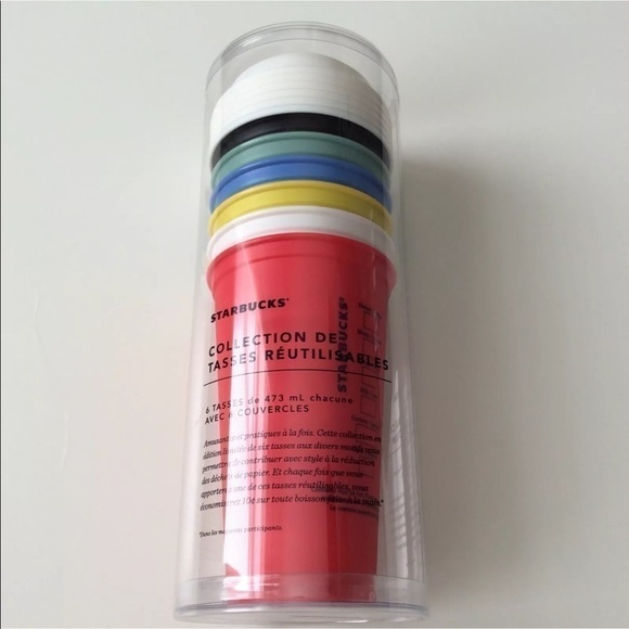 NEW Starbucks Christmas 2017 Reusable Cups & Lids Collection SET OF 6 Different - Picture 5 of 8